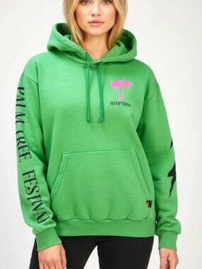 Aviator Nation Women’s Palm Tree Hamptons Relaxed Oversized Hoodie Green Size S